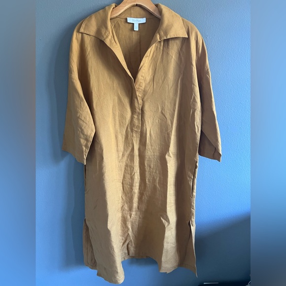 MaxMara | Derris V-Neck Linen Dress in Ochre - Picture 13 of 16